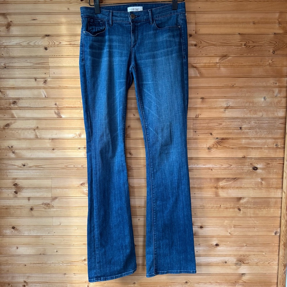 Habitual Geena Jeans Boot Low-rise Women's 29 Dark Blue 35” Long Cowboy Chic